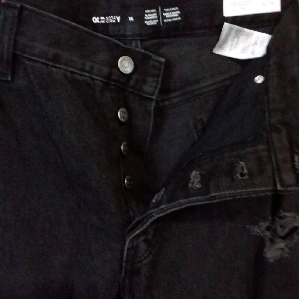 Old Navy Women’s Black Distressed Straight Leg Jeans – Size 16 – NWT - Picture 8 of 11